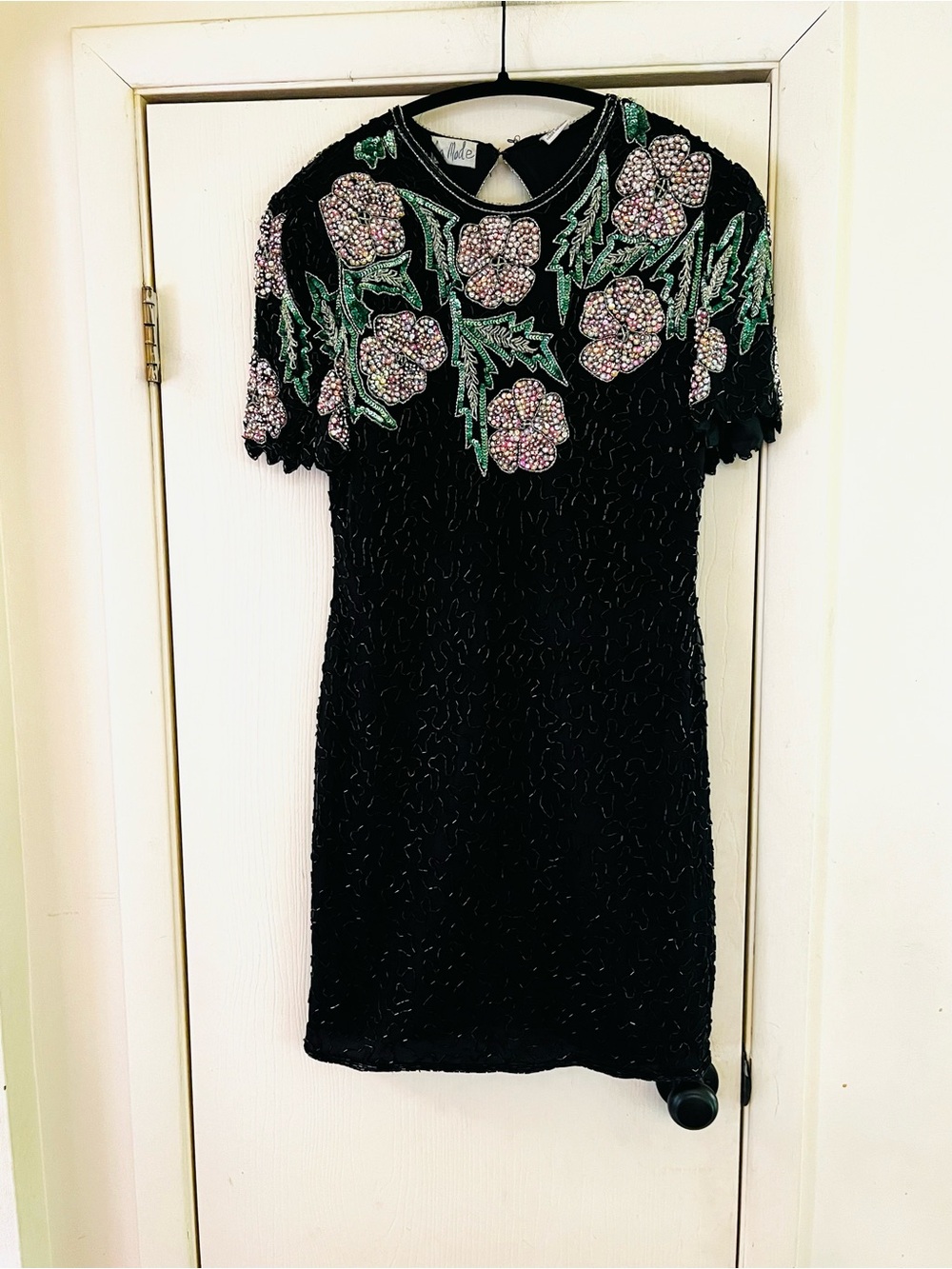 VTG La Mode Silk Art Deco Coquette Old Hollywood Romantic Feminine Sequin Dress